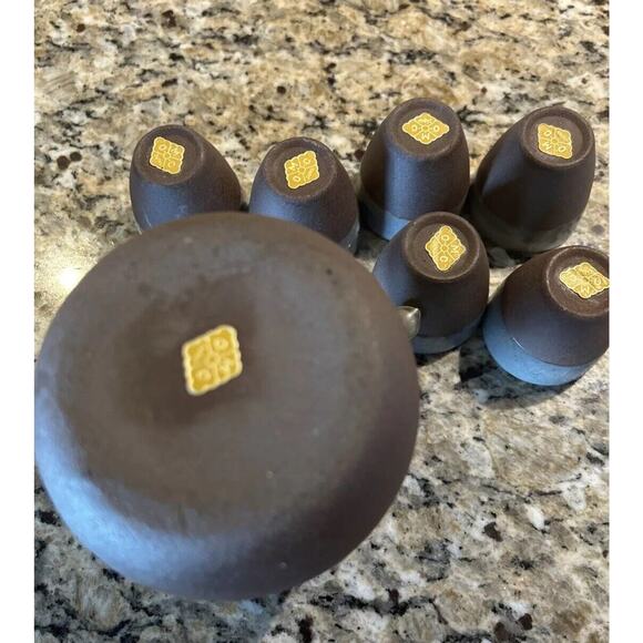 Japanese OMC Hand Glazed Sake Carafe & 6 Cups Set Mid Century Art Pottery - Picture 3 of 12